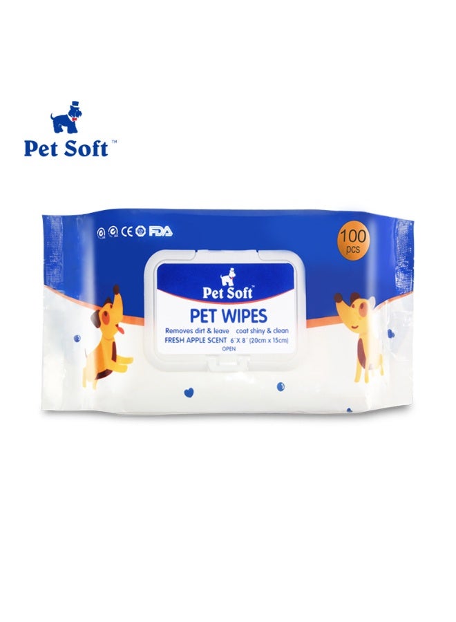 مناديل تنظيف معطرة برائحة التفاح للحيوانات الأليفة – ناعمة وعددها 100 قطعة - Image 5